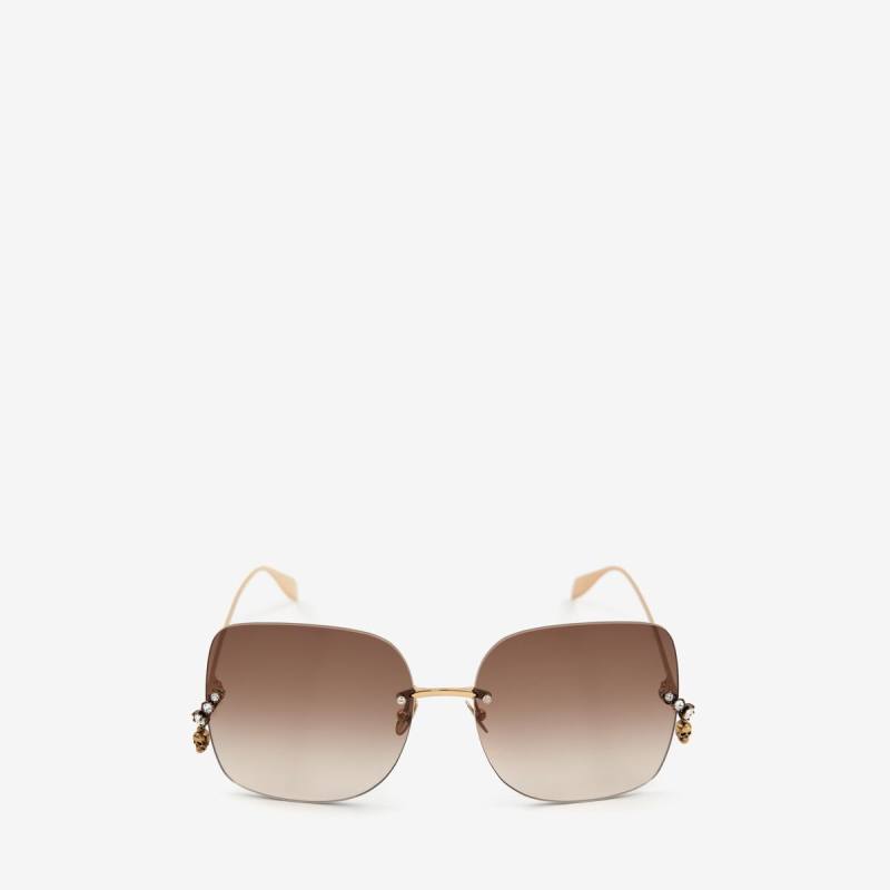 Alexander McQueen Women's Silver Skull Pendant Jewelled Sunglasses (Metal)